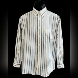 NOS Vtg Men's Rainbow Striped Button Down Wrinkle Free Dress Shirt Sz L